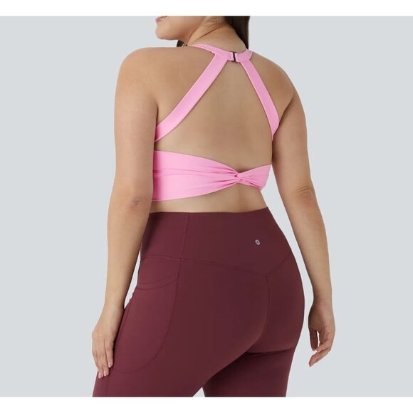 Halara Softlyzero Backless Cut Out Twisted Cropped Yoga Tank Top Sz 2XL Womens P